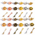 Mini 3D teapot, coffee cup and spoon alloy charms — all six finishes