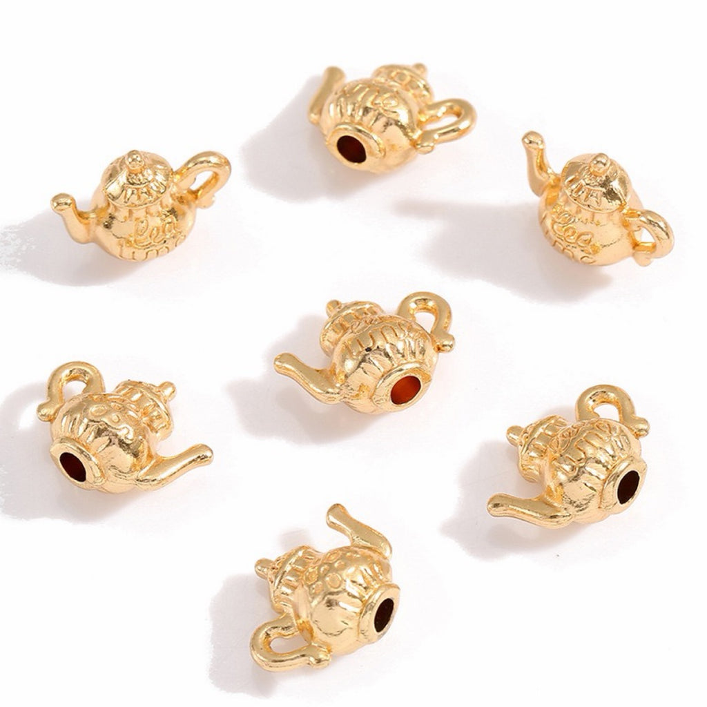 Gold mini teapot alloy charms