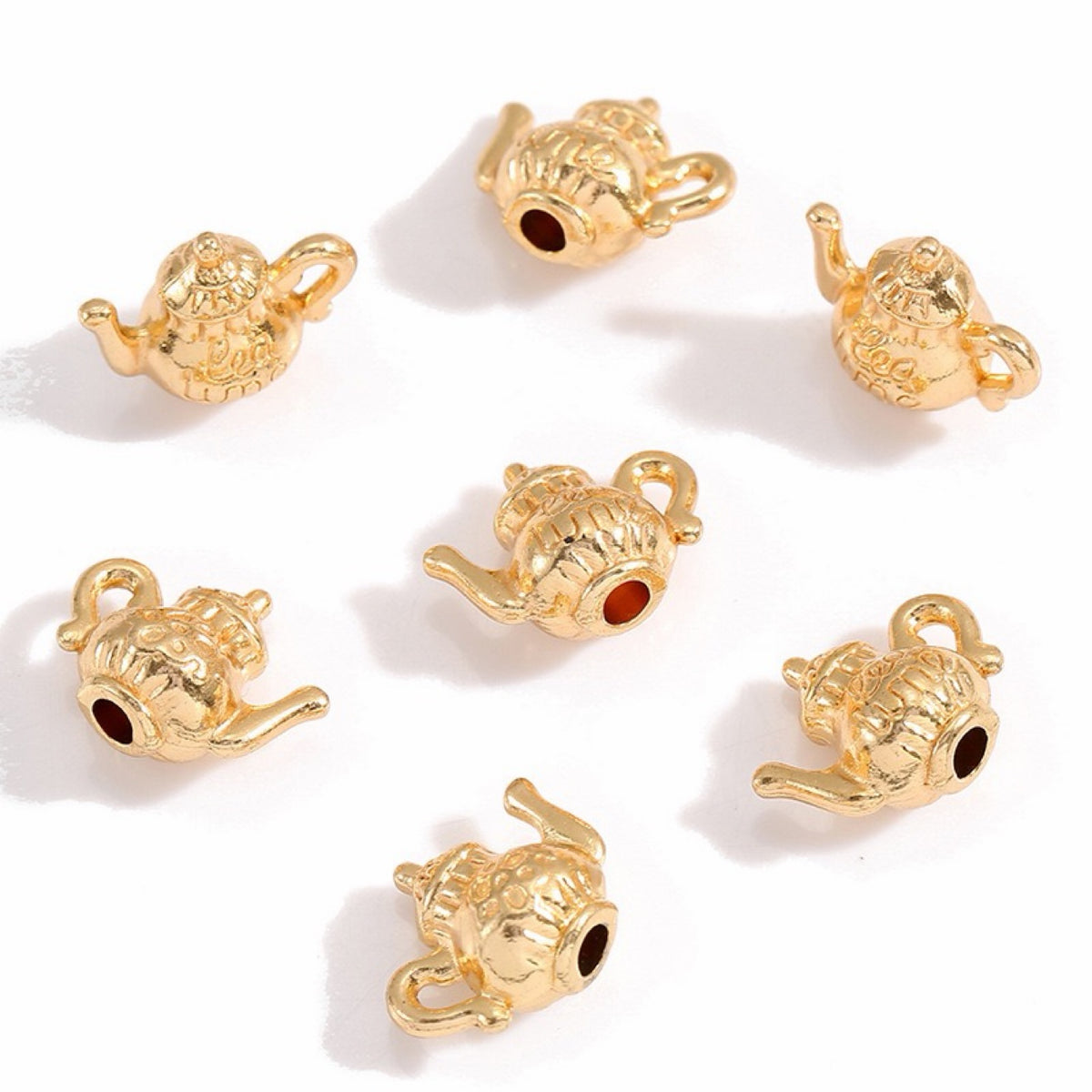 Gold mini teapot alloy charms