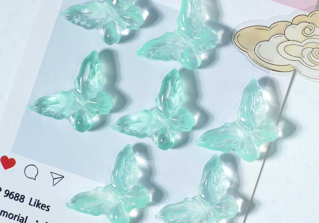 Glazed Engraved 3D Butterfly Beads (Vertical Hole)
