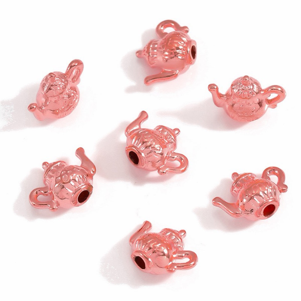Pink mini teapot alloy charms