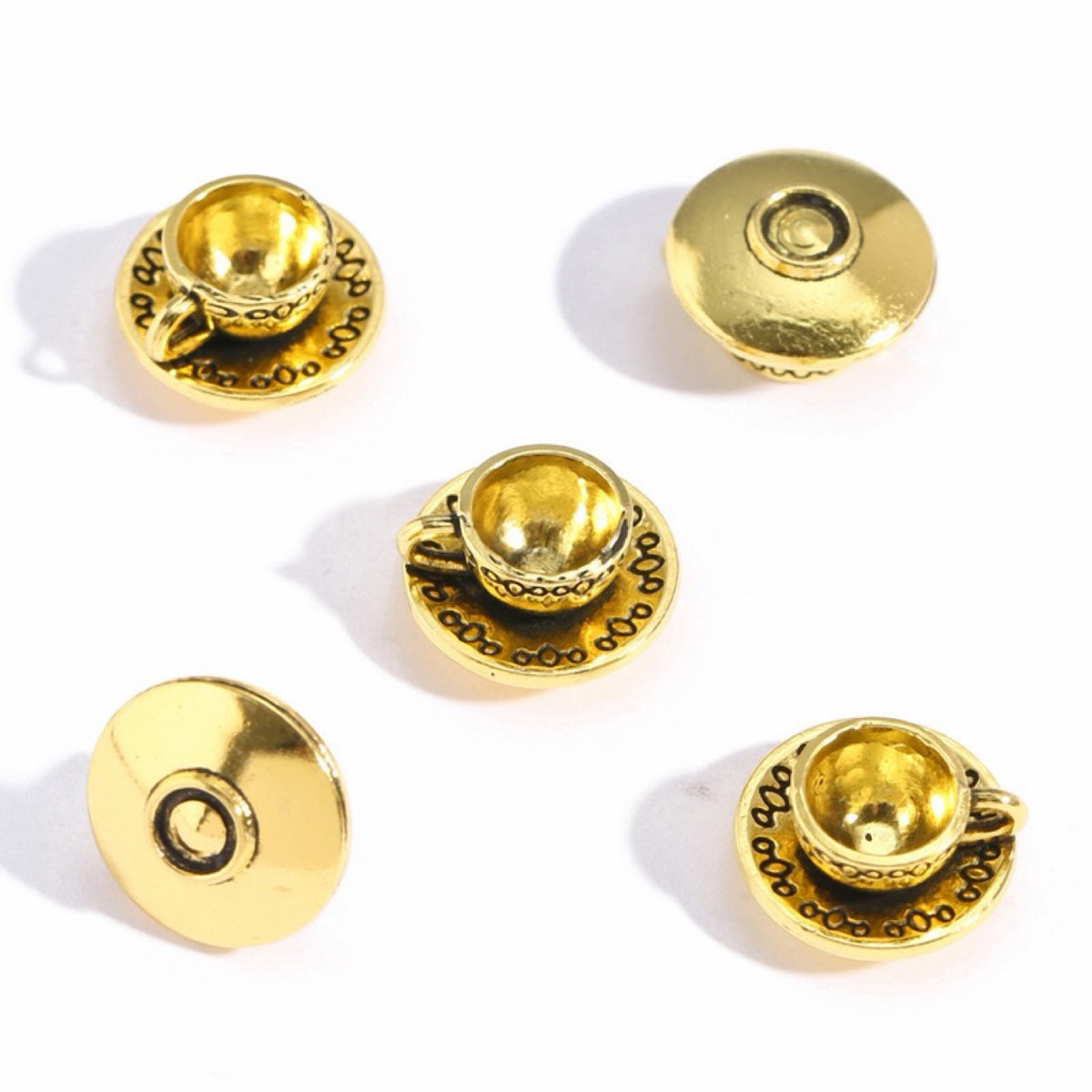 Gold mini coffee cup alloy charms
