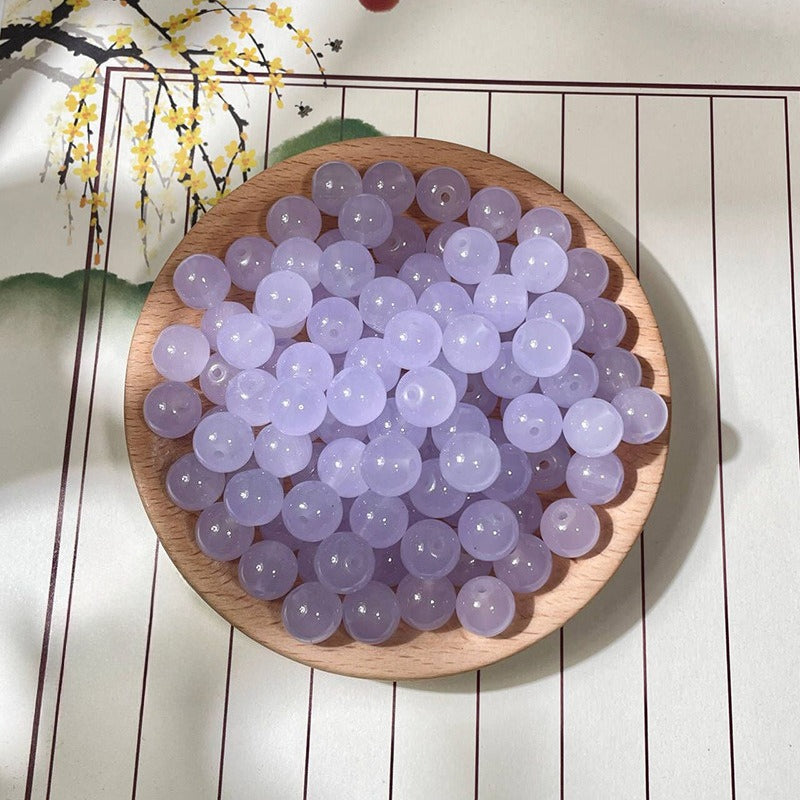 Jade-Style Glass Round Beads