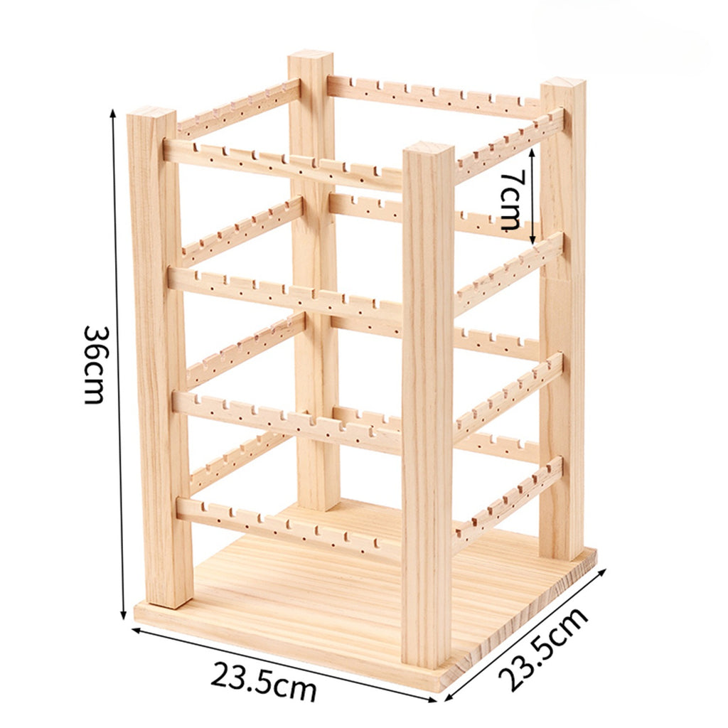 Vintage Walnut-Color Wooden Jewelry Display Rack – Four-Sided Multi-Tier Jewelry Organizer for Earrings, Bracelets & Retail Displays