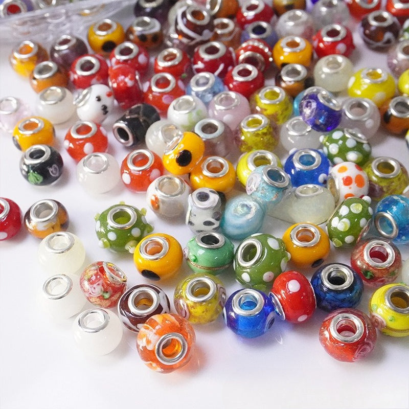 Colorful Large-Hole Glazed Abacus Beads