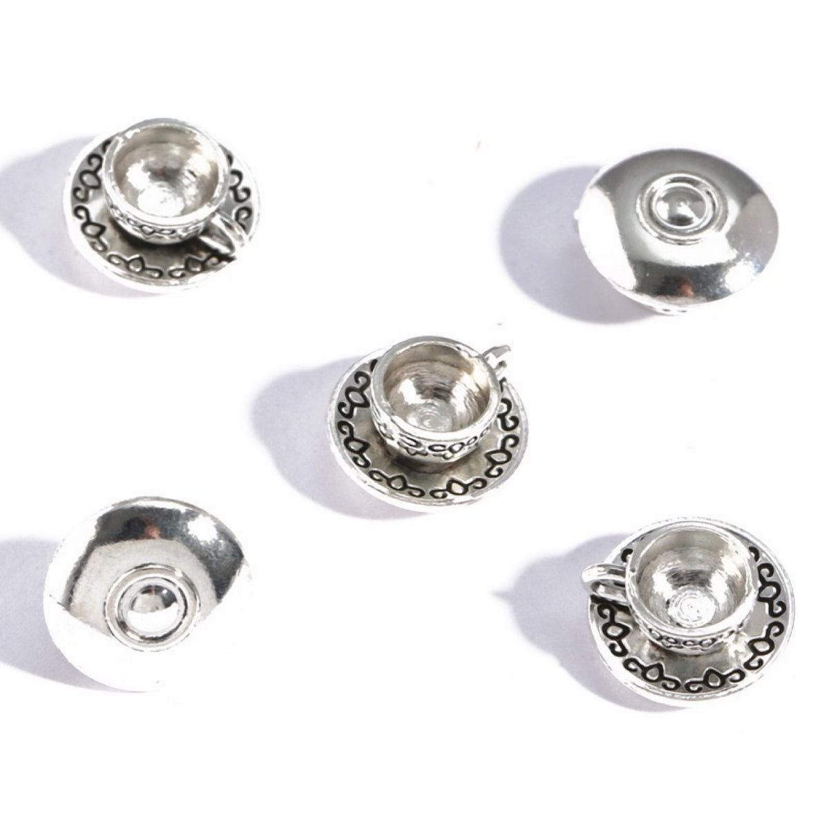 Silver mini coffee cup alloy charms