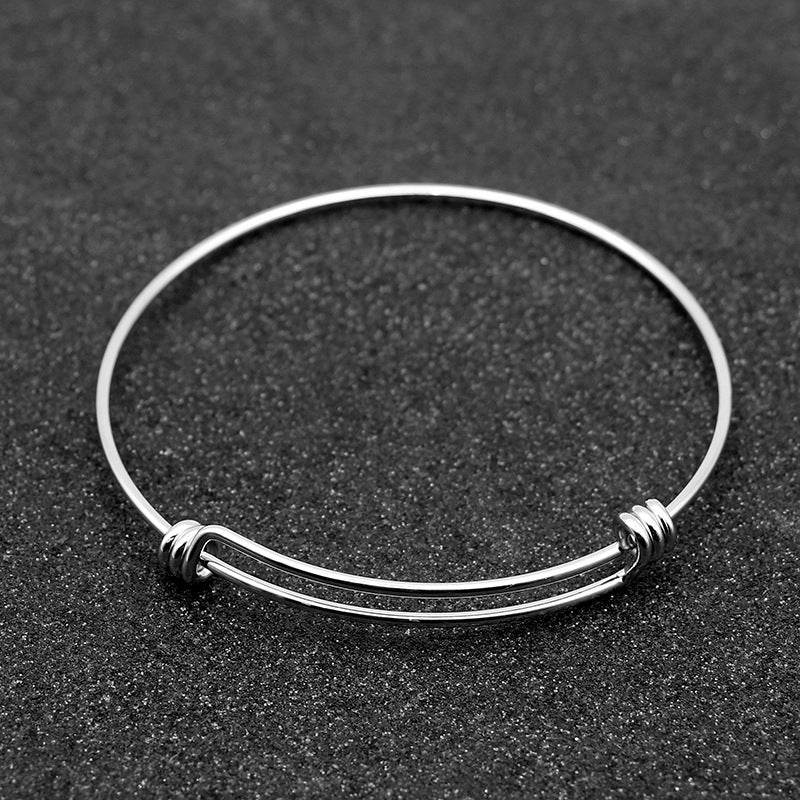 Adjustable Stainless Steel Spring-Wire Bangle 5pcs