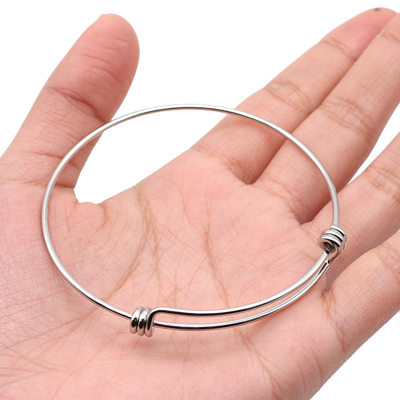 Adjustable Stainless Steel Spring-Wire Bangle 5pcs
