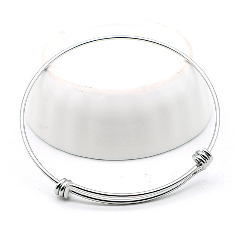 Adjustable Stainless Steel Spring-Wire Bangle 5pcs