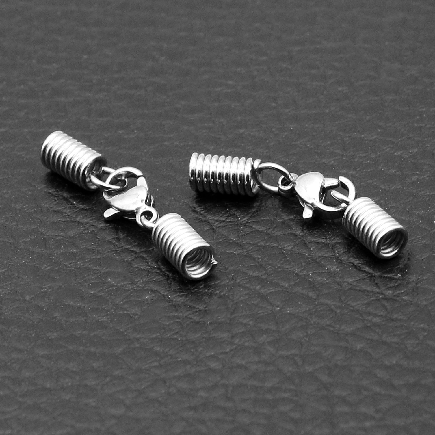 Stainless Steel Spring Cord End and Lobster Clasp Sets 50pcs