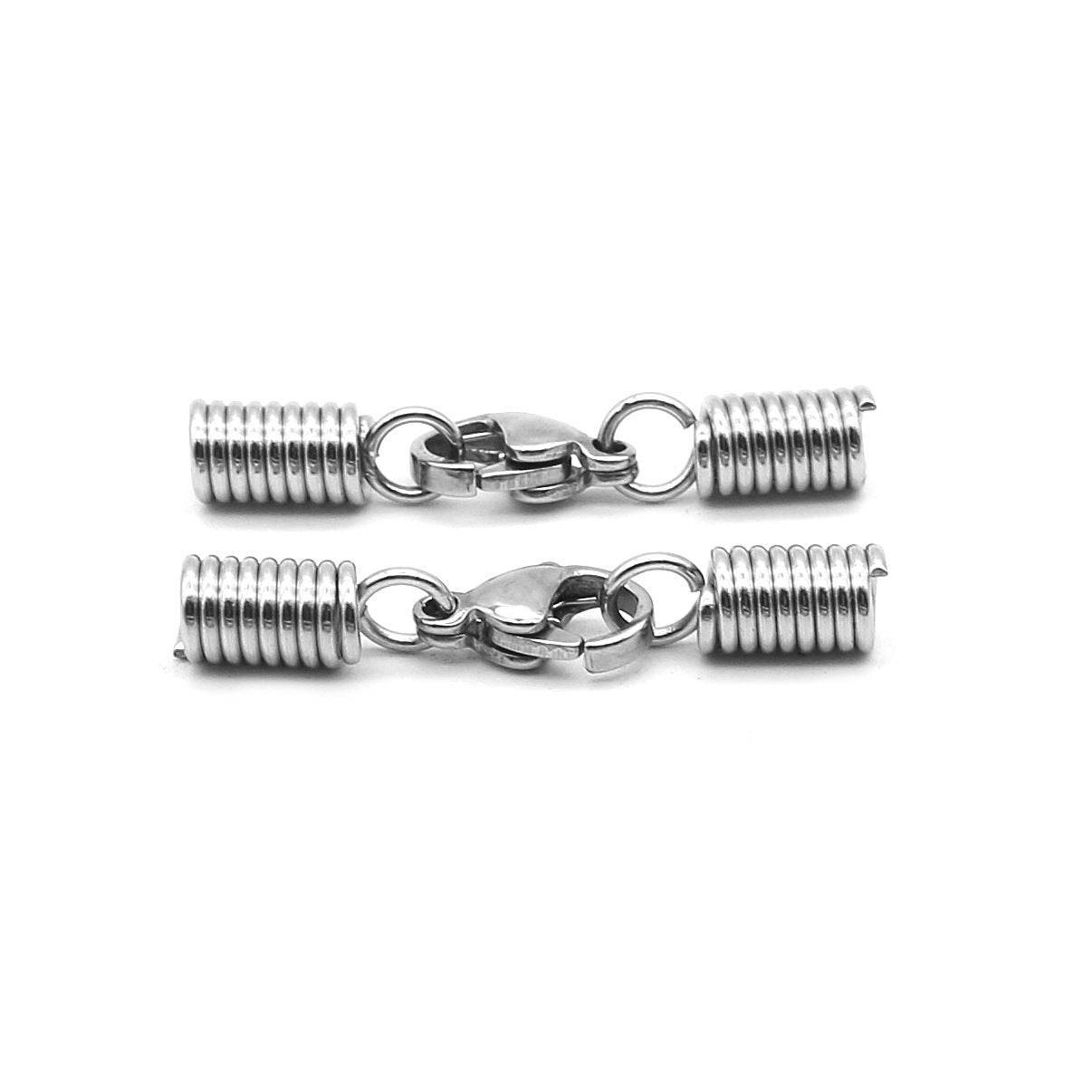 Stainless Steel Spring Cord End and Lobster Clasp Sets 50pcs