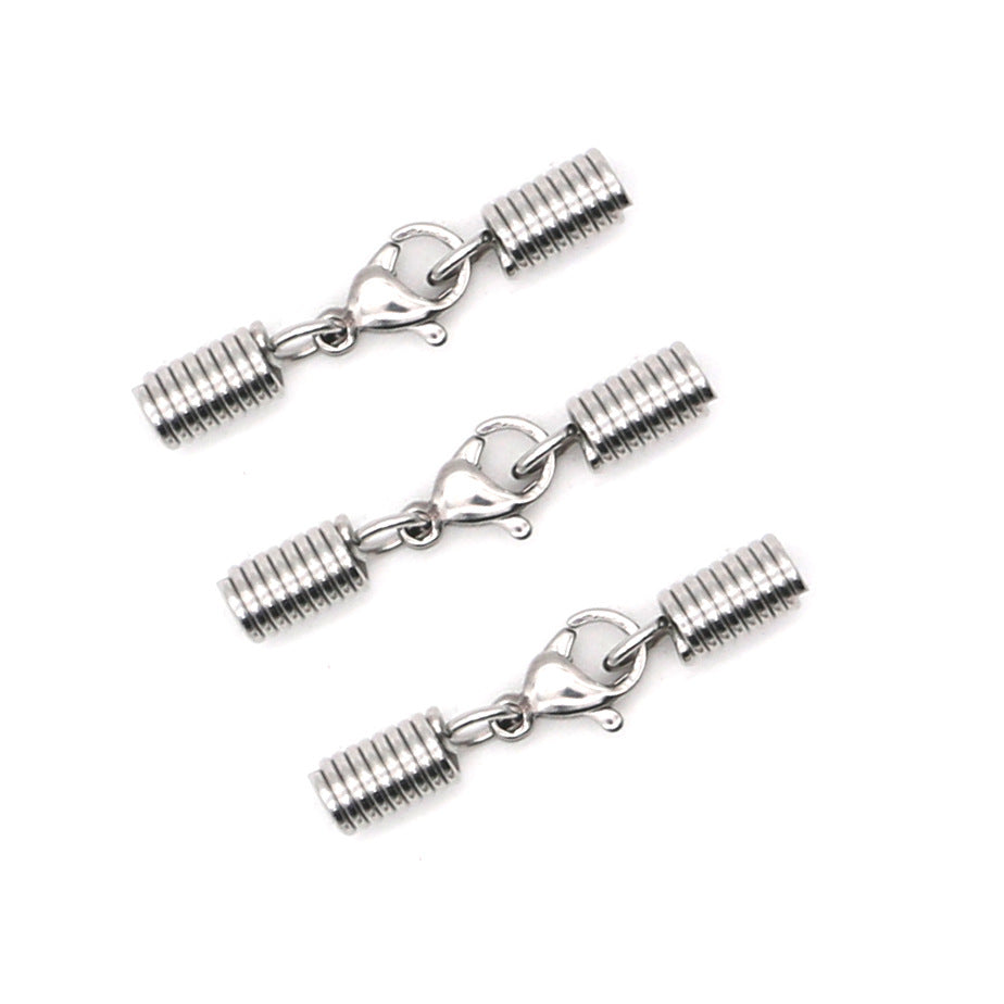 Stainless Steel Spring Cord End and Lobster Clasp Sets 50pcs