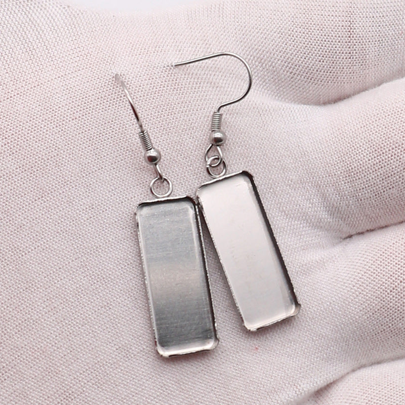Stainless Steel Rectangular Cabochon Bezel Earring 50pcs
