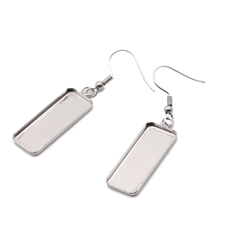 Stainless Steel Rectangular Cabochon Bezel Earring 50pcs