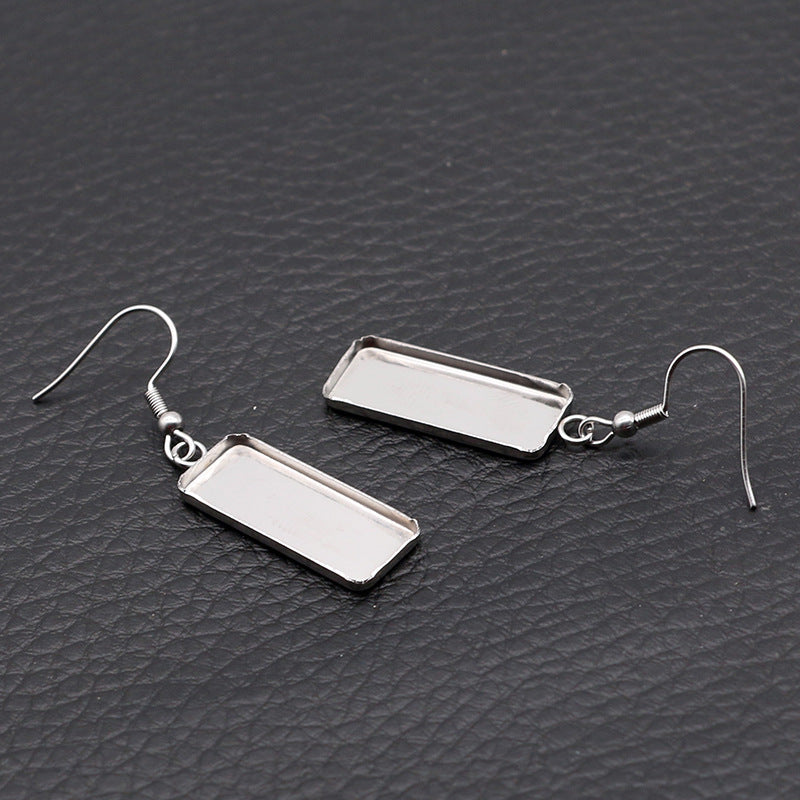 Stainless Steel Rectangular Cabochon Bezel Earring 50pcs