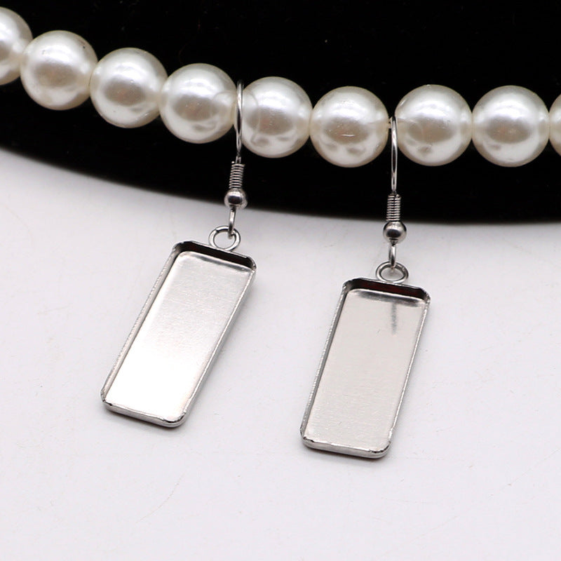 Stainless Steel Rectangular Cabochon Bezel Earring 50pcs
