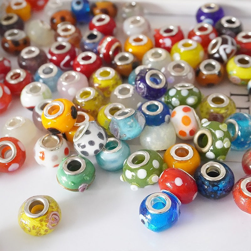 Colorful Large-Hole Glazed Abacus Beads