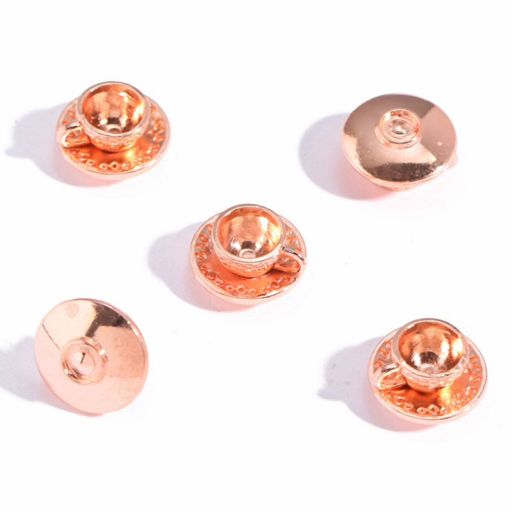Rose gold mini coffee cup alloy charms