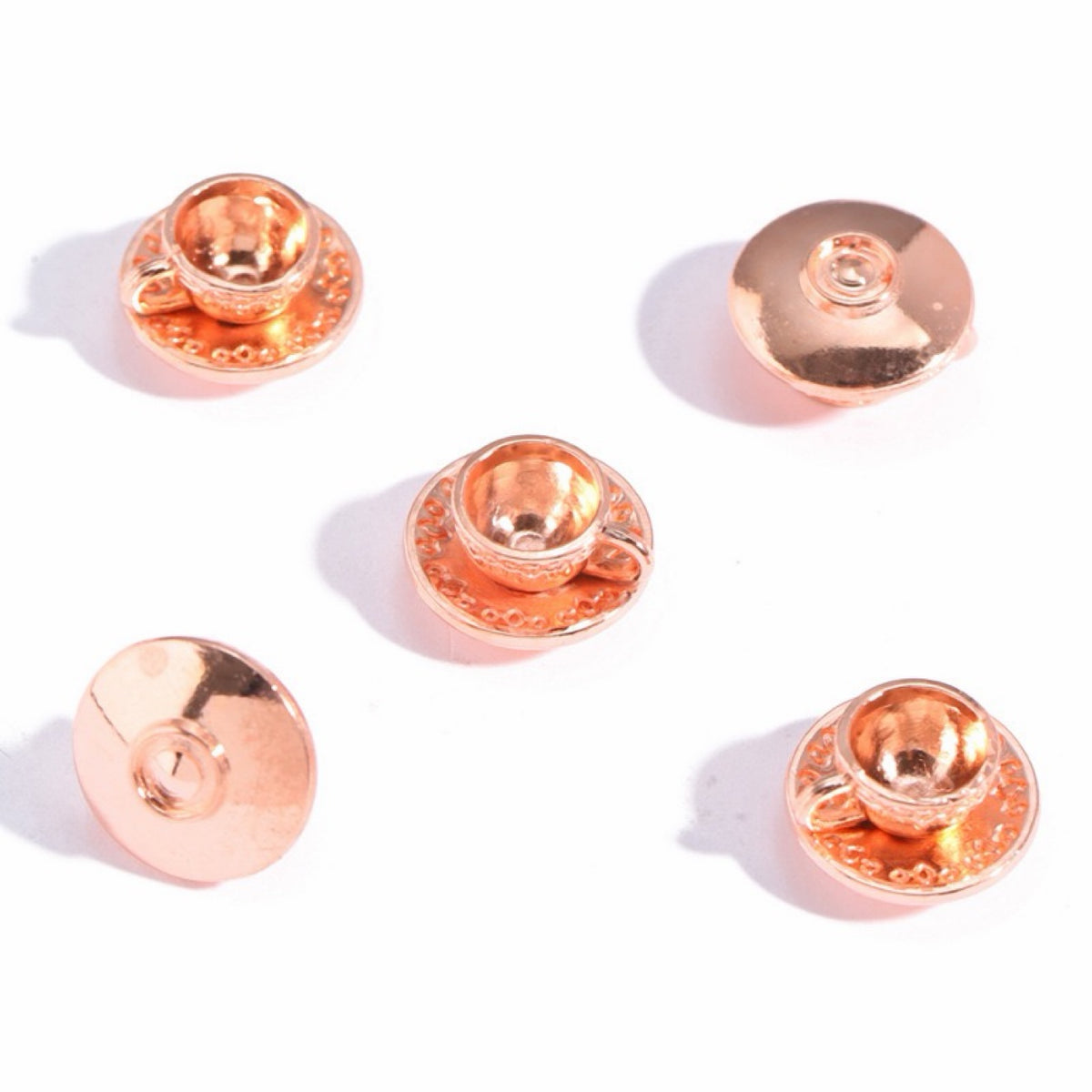 Rose gold mini coffee cup alloy charms