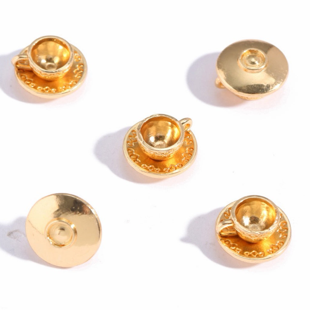 Gold mini coffee cup alloy charms