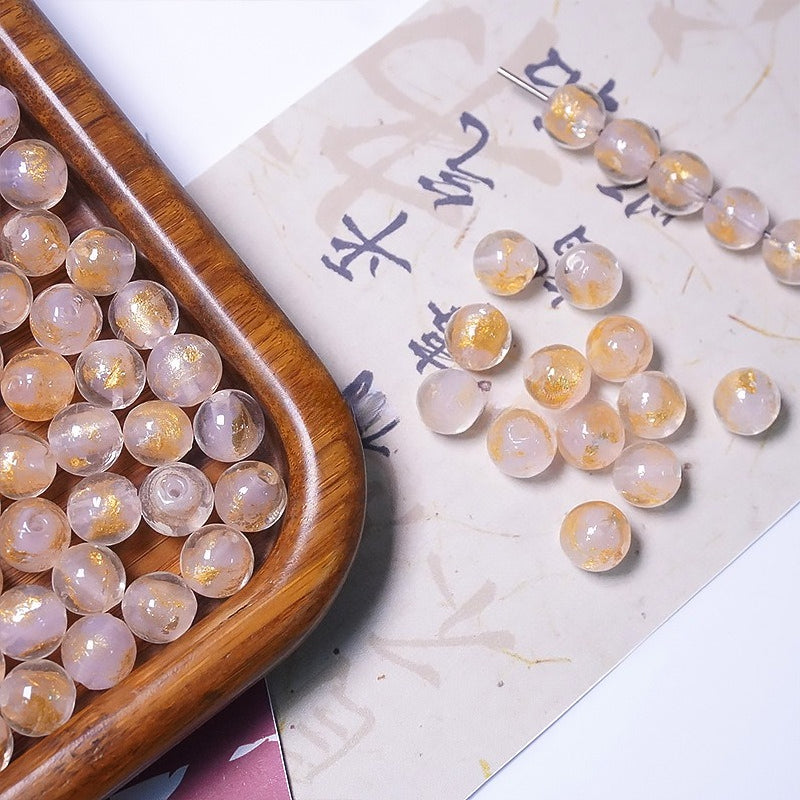Gold & Silver Foil Glazed Round Beads