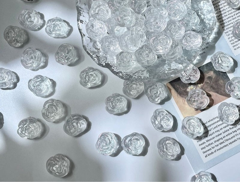 Glass Rose Beads with Horizontal Holes