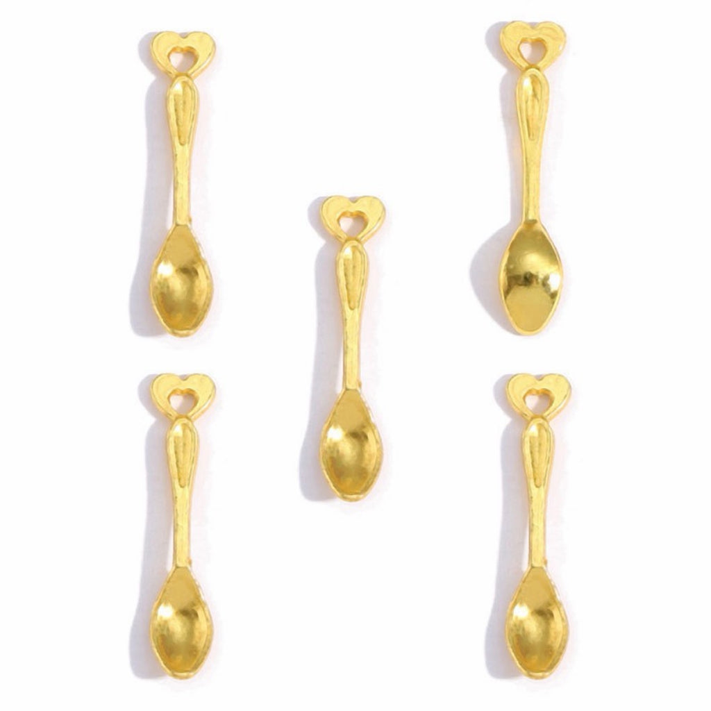 Gold mini spoon alloy charms
