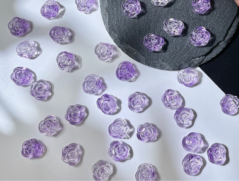 Glass Rose Beads with Horizontal Holes