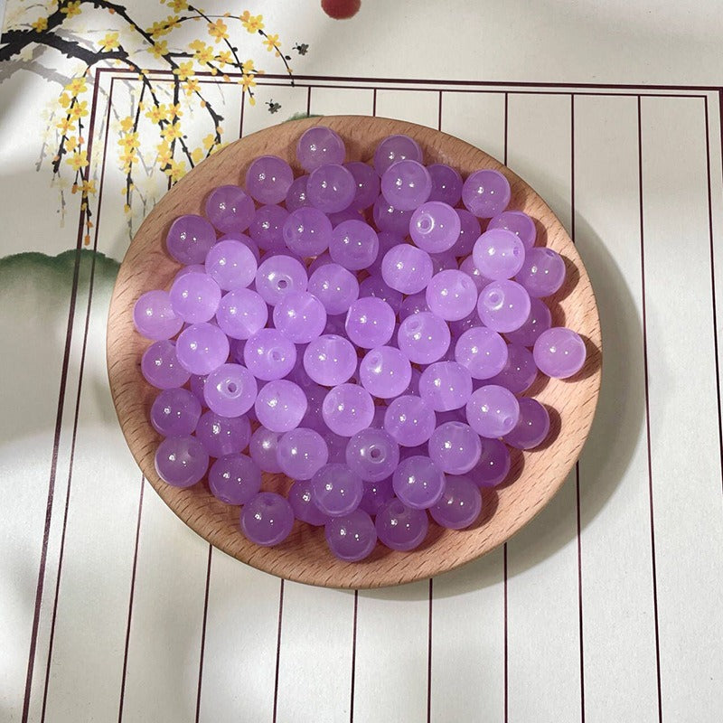 Jade-Style Glass Round Beads