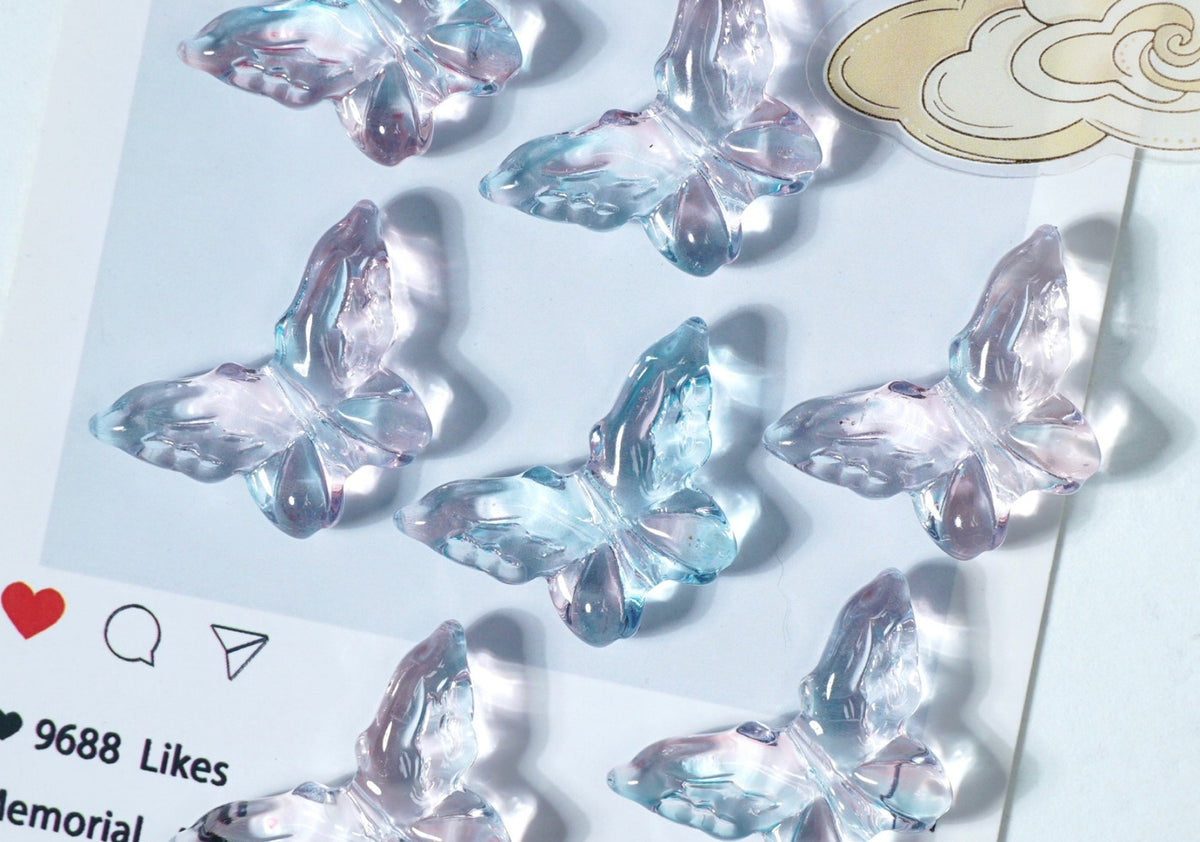 Glazed Engraved 3D Butterfly Beads (Vertical Hole)