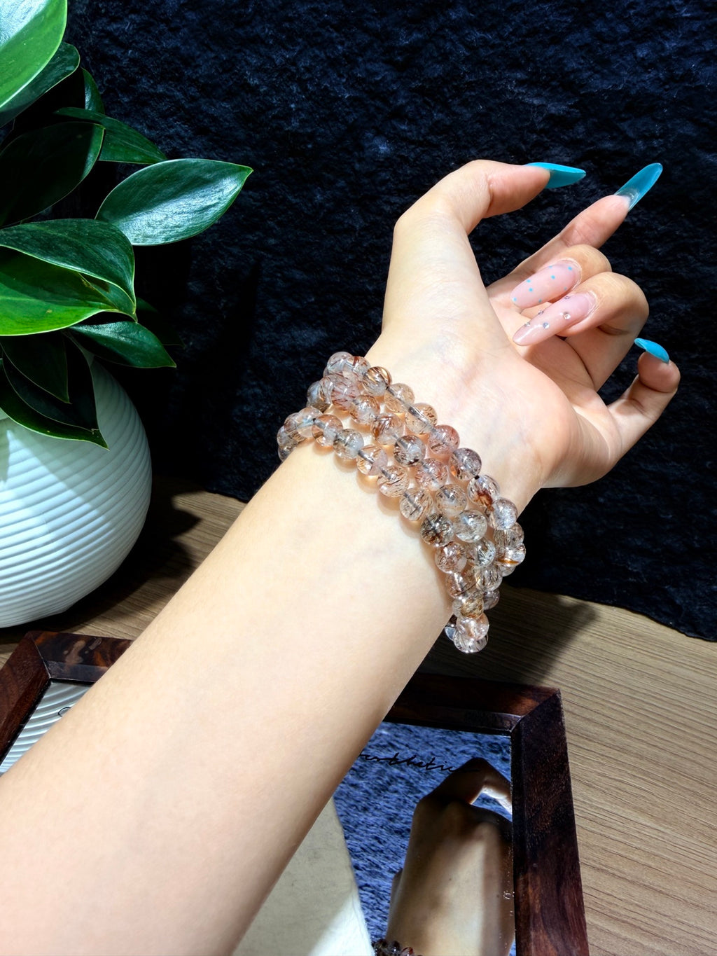 Midnight Gold Thread Triple Wrap Bracelet