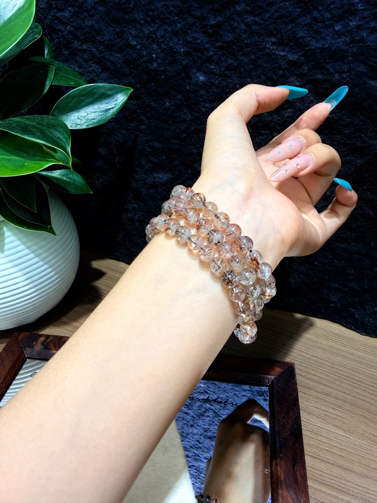 Midnight Gold Thread Triple Wrap Bracelet