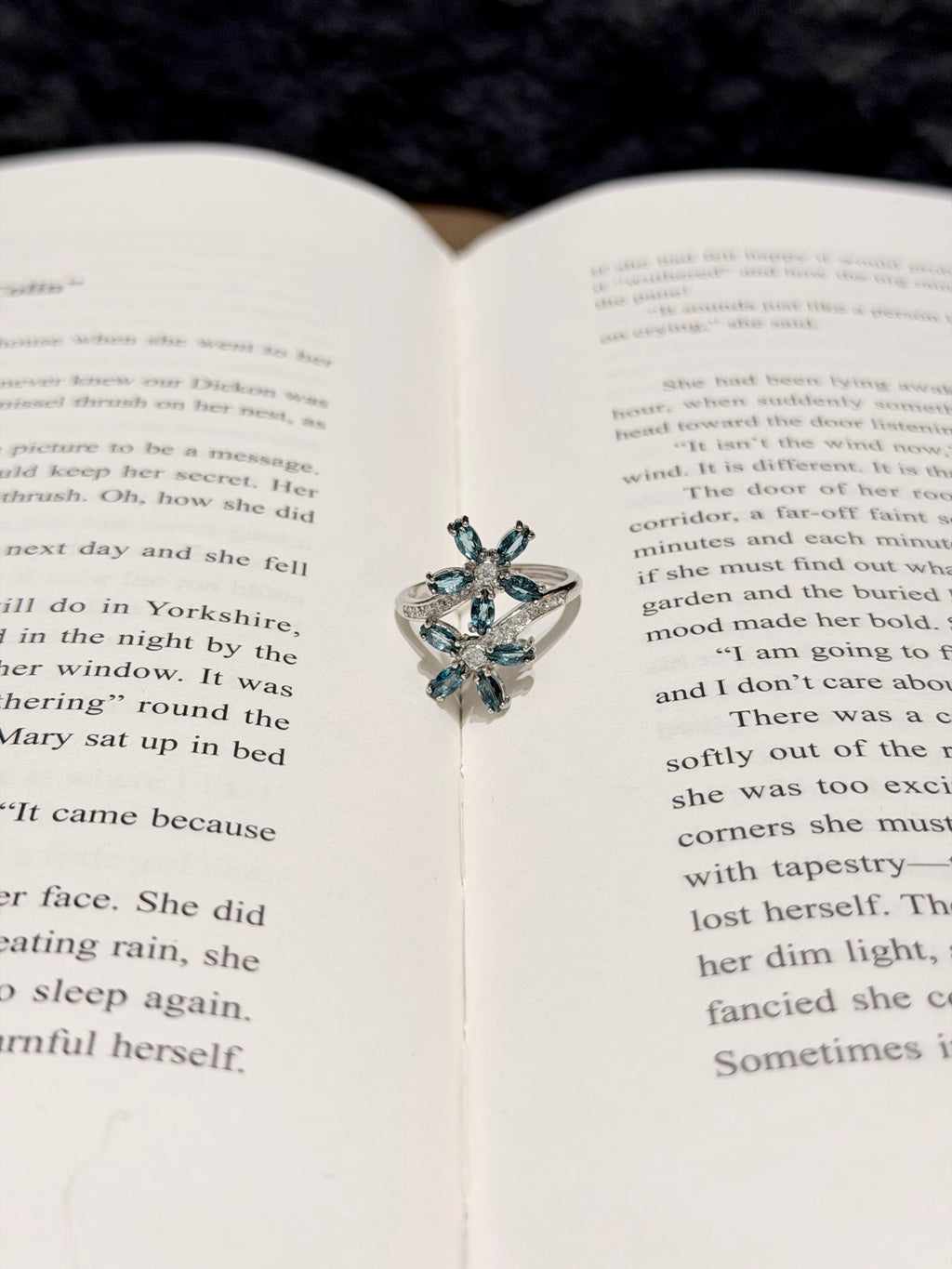 Blue Topaz Flower Ring