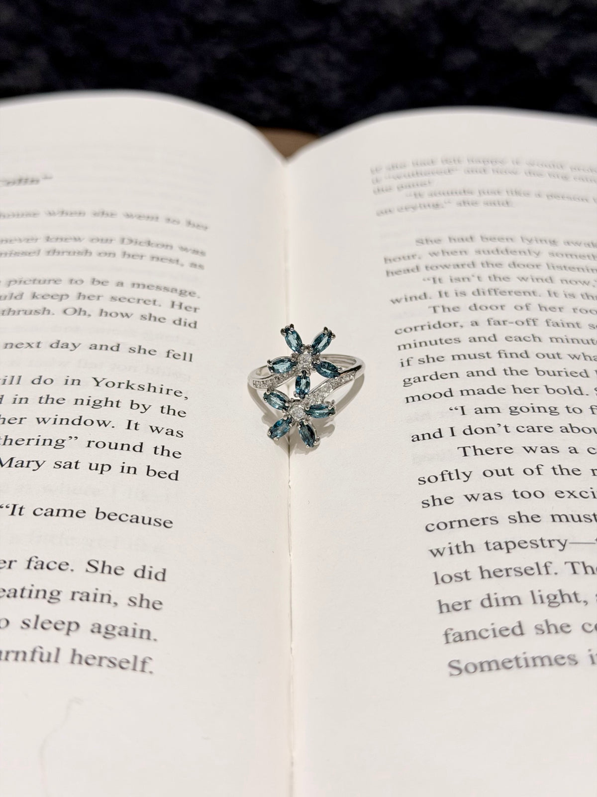 Blue Topaz Flower Ring