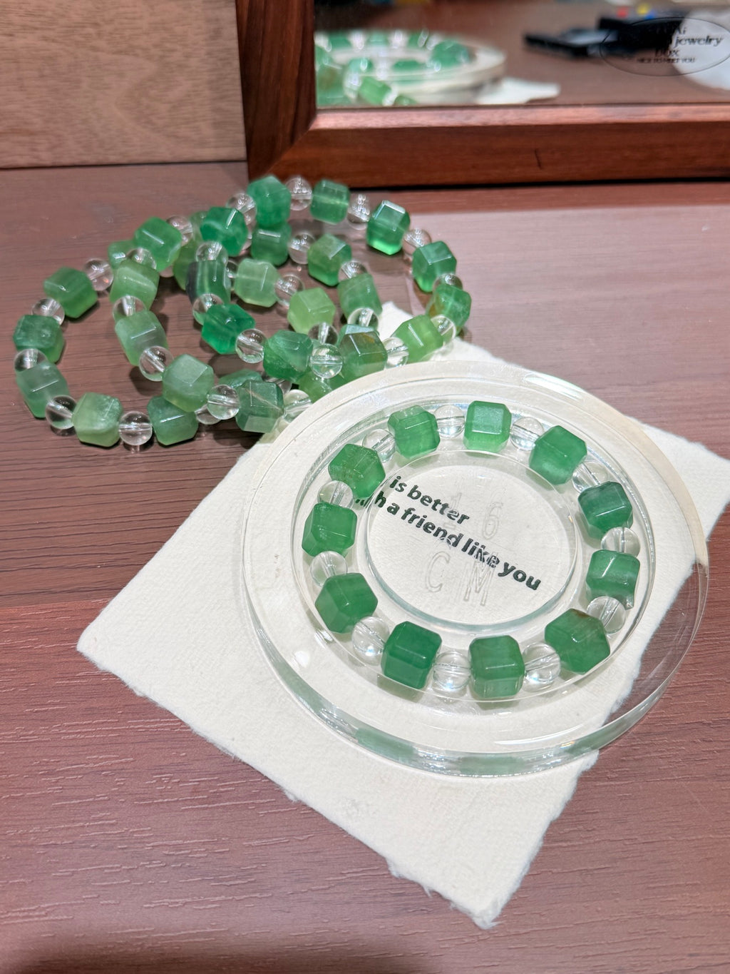 Emerald Cube Fluorite Bracelet