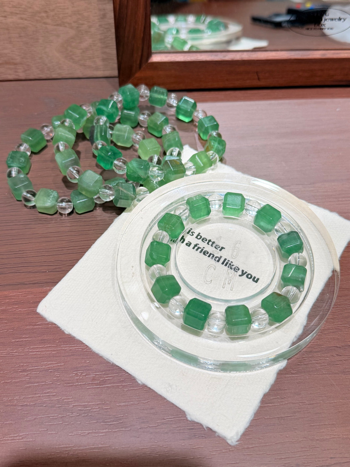 Emerald Cube Fluorite Bracelet