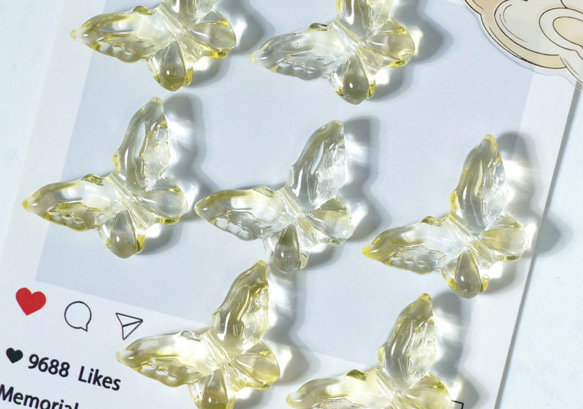 Glazed Engraved 3D Butterfly Beads (Vertical Hole)