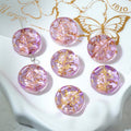 Taro purple 18mm gold-painted Czech-style glass sunflower beads
