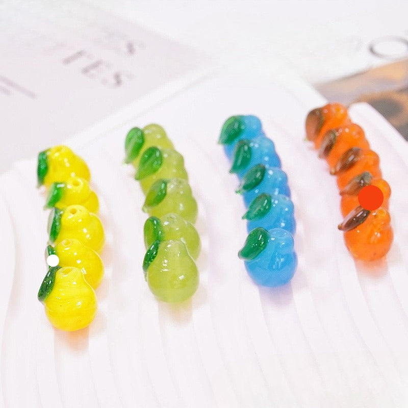 Cute Chubby Pear Glazed Beads