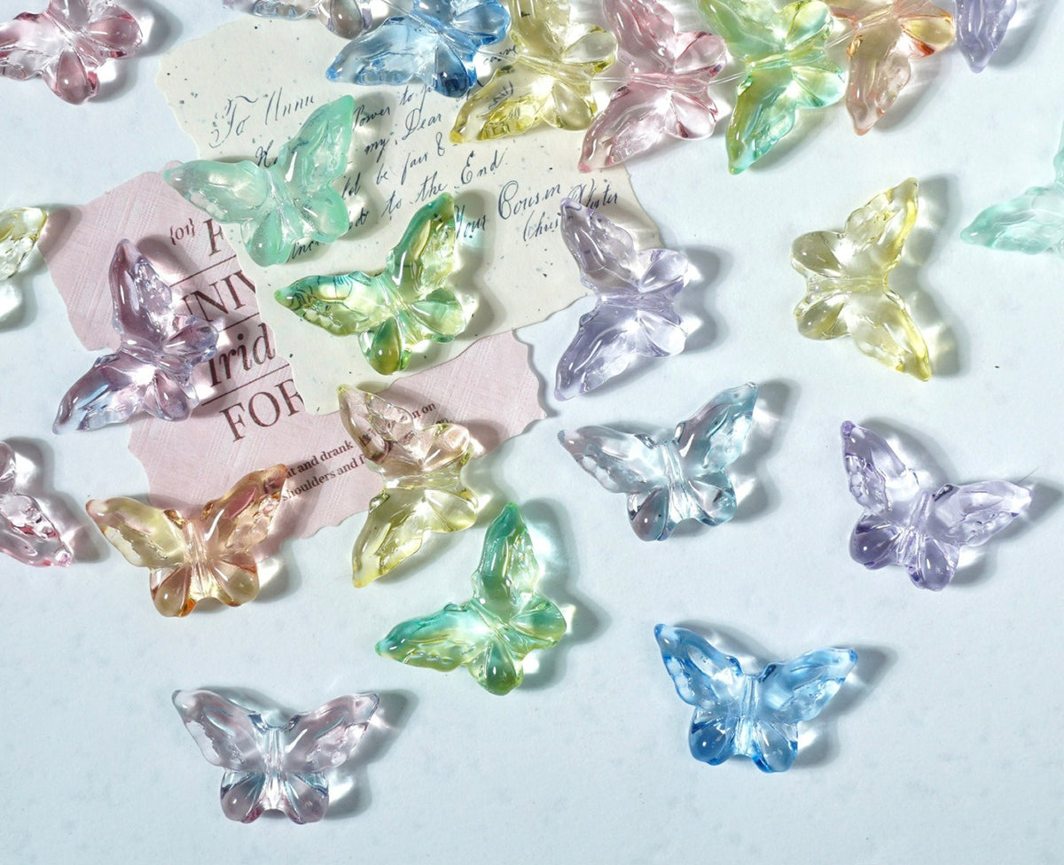 Glazed Engraved 3D Butterfly Beads (Vertical Hole)