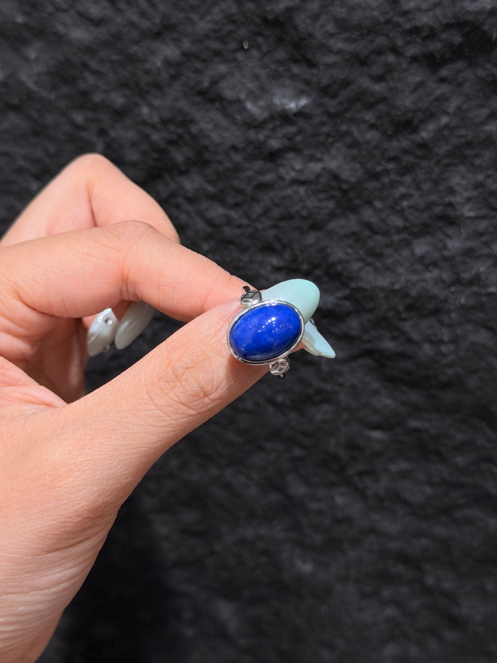 Natural Lapis Lazuli Adjustable Oval Bezel Ring