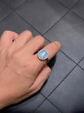Adjustable Aquamarine Oval Halo Ring – Glacier