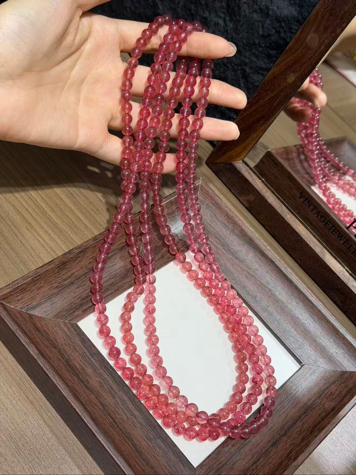 Strawberry Quartz Triple-Wrap Bracelet – 6mm+