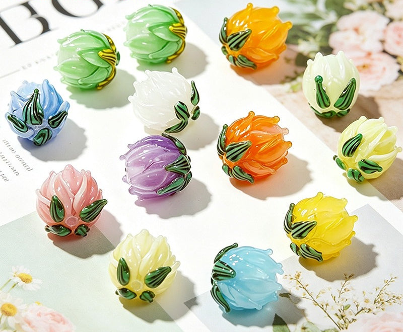 Tulip Flower Lampwork Beads