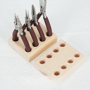 Wooden Jewelry Pliers Organizer Rack – Multi-Hole Desktop Tool Holder for DIY Jewelry Making, Craft Tools & Workspace Storage