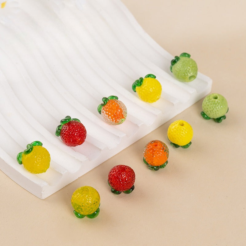 Lemon Fruit Lampwork Glass Beads