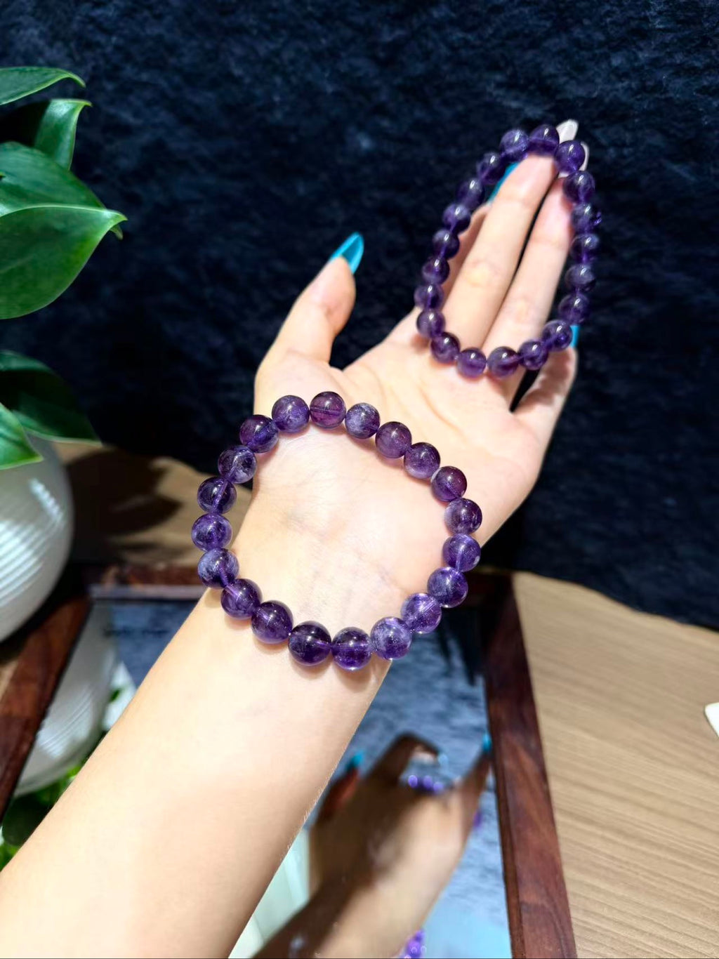 Violet Velvet Rabbit Hair Quartz Bracelet