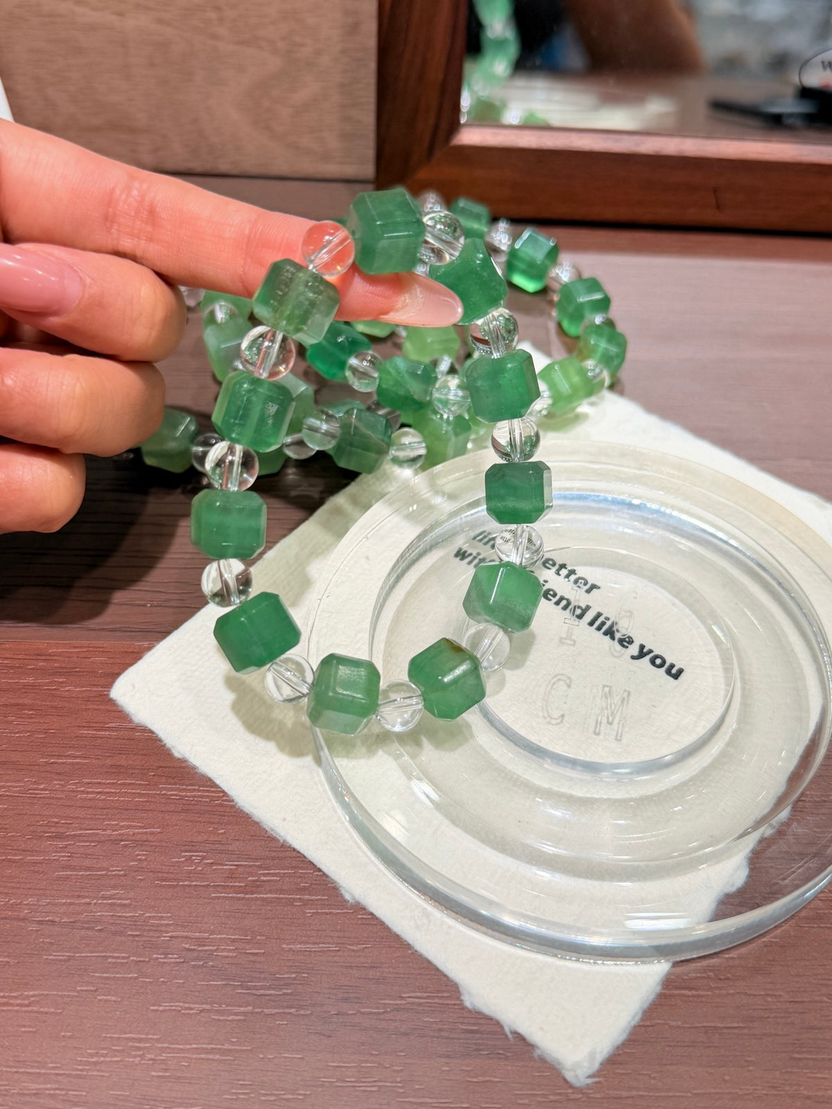 Emerald Cube Fluorite Bracelet