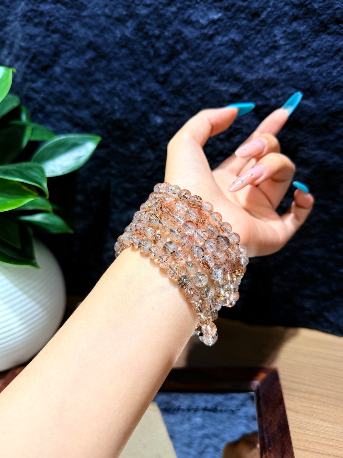 Midnight Gold Thread Triple Wrap Bracelet