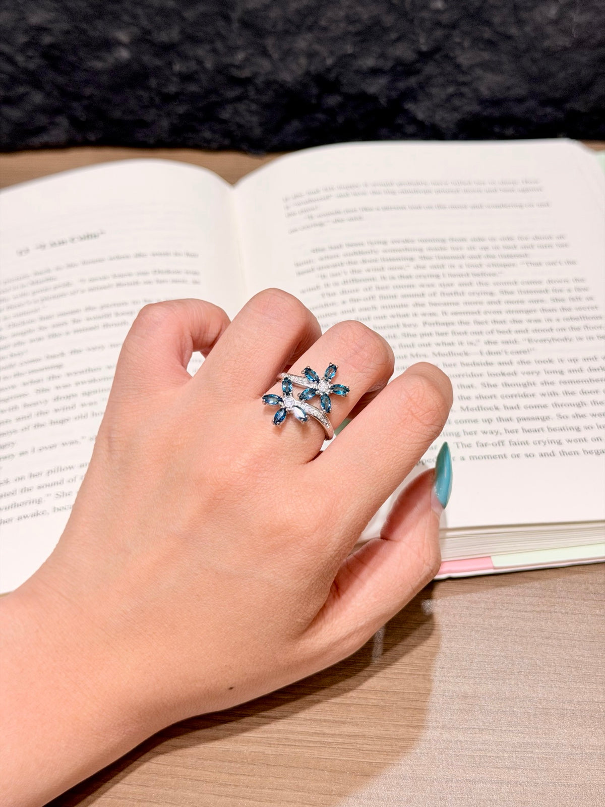 Blue Topaz Flower Ring